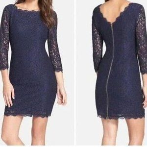 Adrianna Papell Evening Woman Lace Dress Navy Size 6